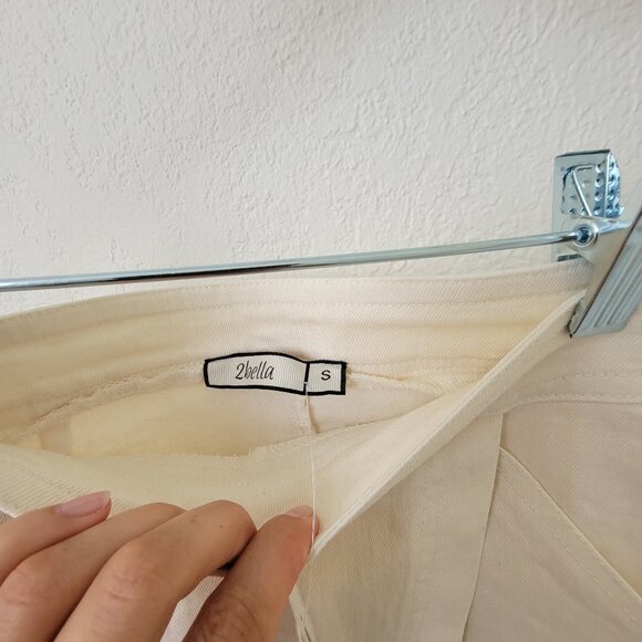 2Bella Denim Skirt With Pockets Ecru Small - Picture 5 of 9